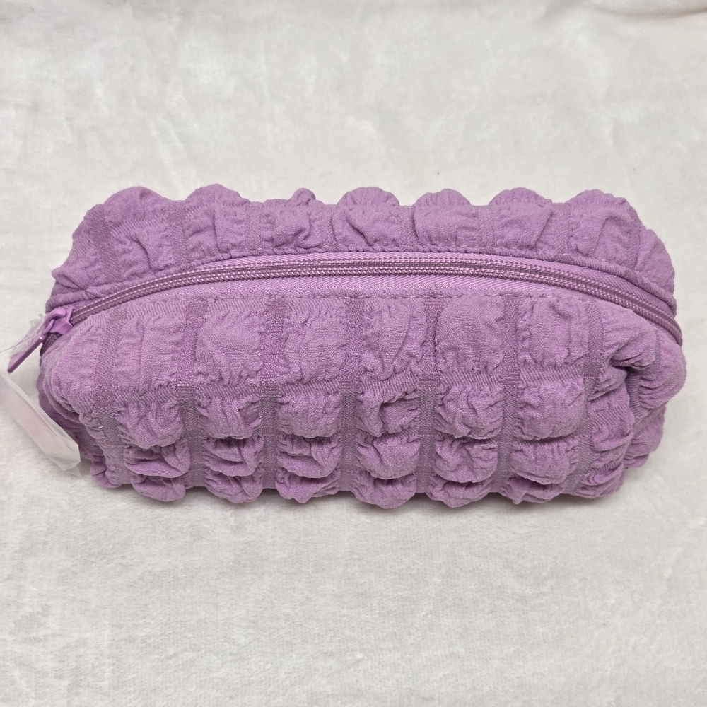 NWT Ulta Purple Textured Puffer Makeup Bag Cosmetic Pouch Lavender - Picture 3 of 7